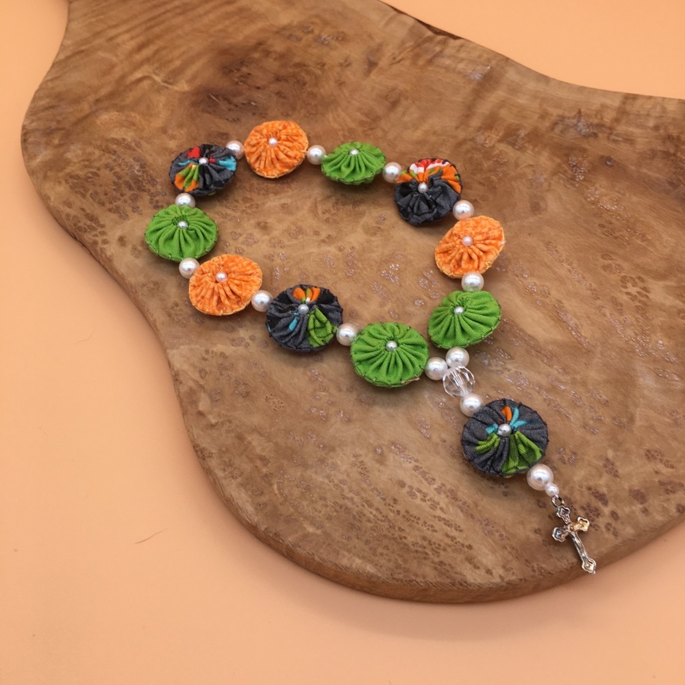 Artisan handmade fabric Rosary
